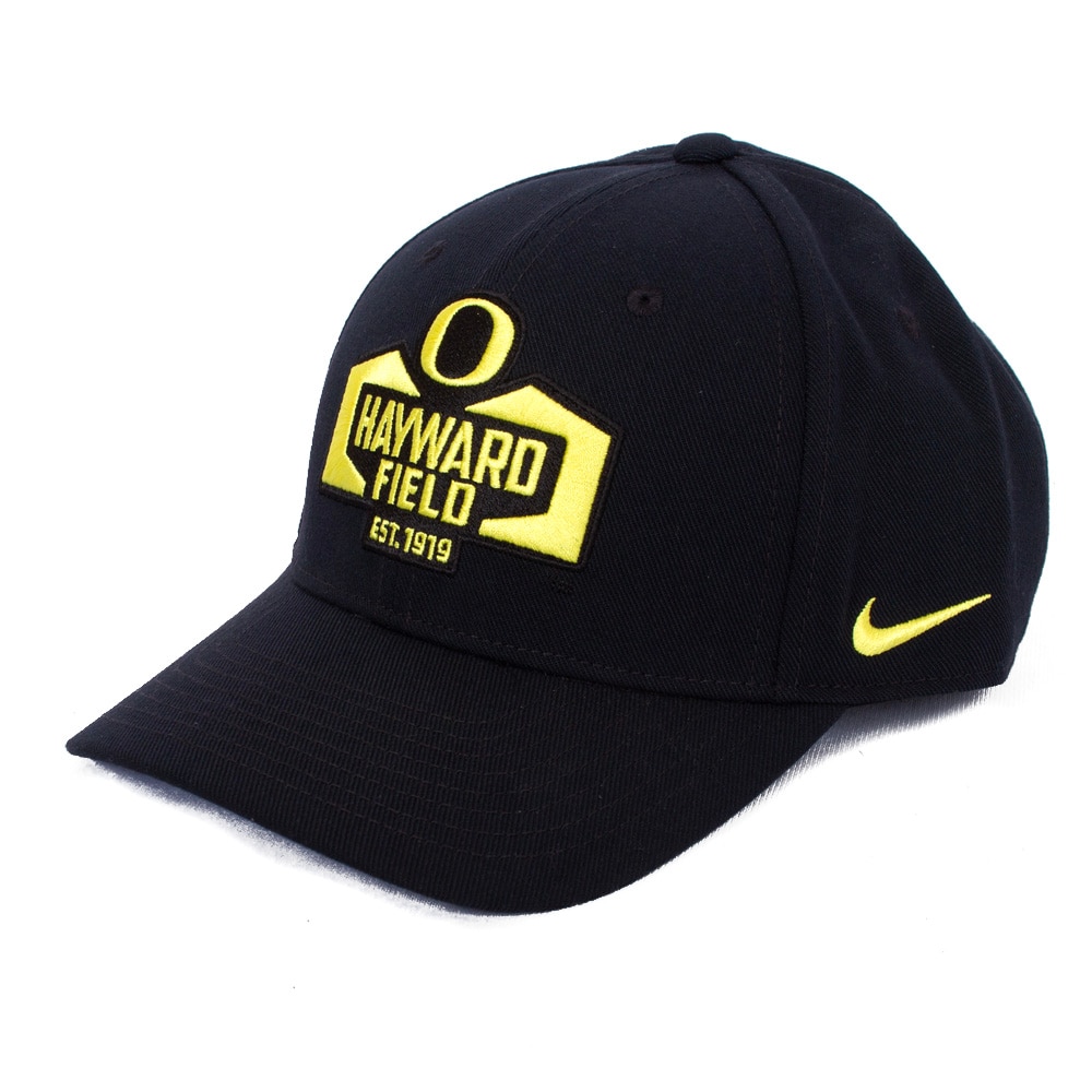 Hayward Field, Nike, Black, Curved Bill, Polyester, Accessories, Track & Field, Structured, Classic Oregon O, Grand Stand, Adjustable, Hat, 874955